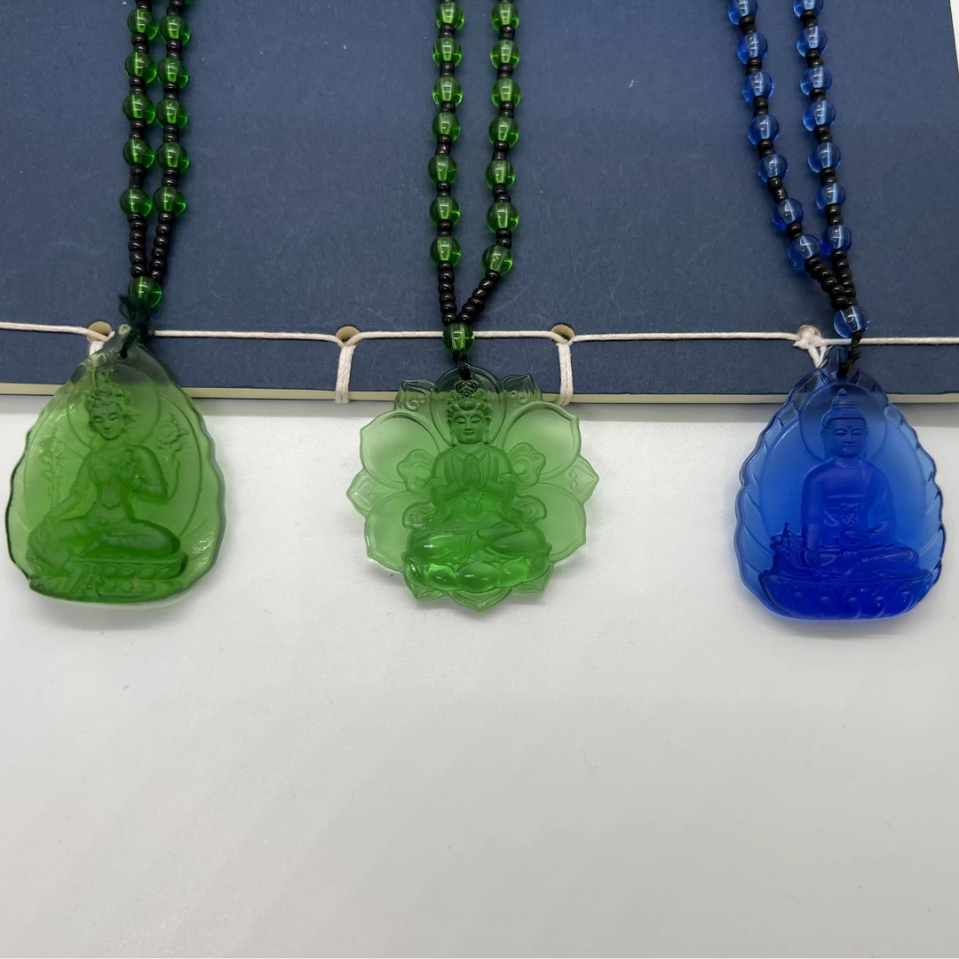 非金属玻璃吊坠 非金属玻璃吊坠药师绿姆绿莲花吊坠