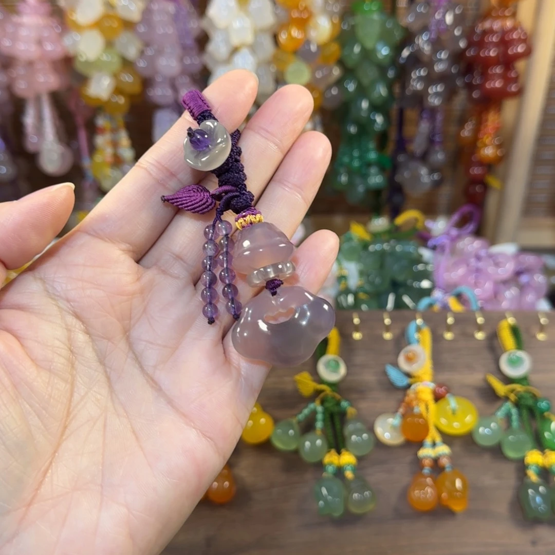 玛瑙/玉髓未镶嵌钥匙挂件