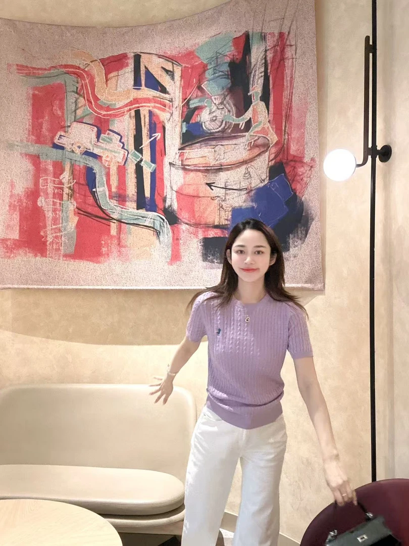 YTTRIUM LIN[小马麻花]休闲针织衫短袖气质（不可机洗甩干）50267