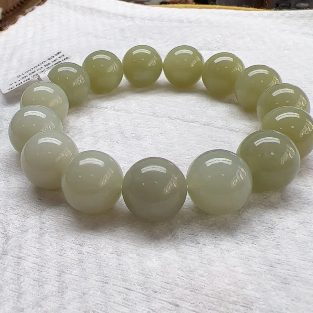 手链未镶嵌和田玉高清白渐变卡14圆珠