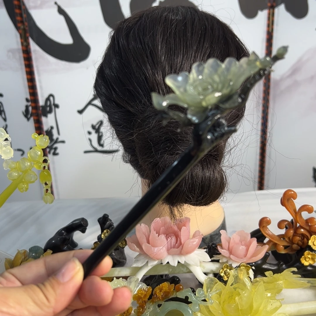 定制蛇纹石玉毛货发饰