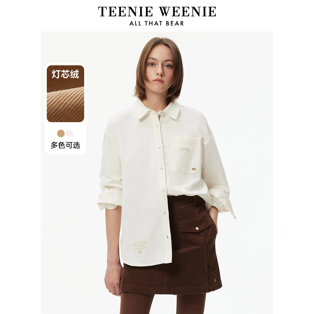 TeenieWeenie小熊灯芯绒衬衫24休闲宽松上衣通勤内搭TTYW244V04W