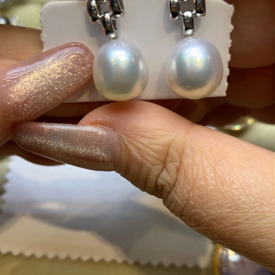 银S925镶嵌耳饰海水珍珠