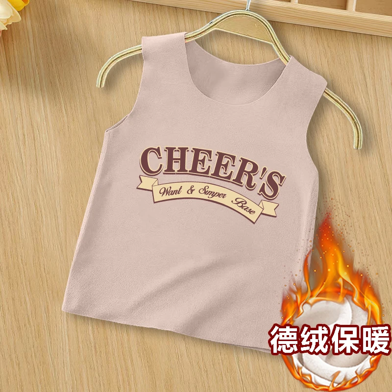 秋冬新款宝宝德绒打底无袖背心童装中小童冬天保暖卡通休闲上衣