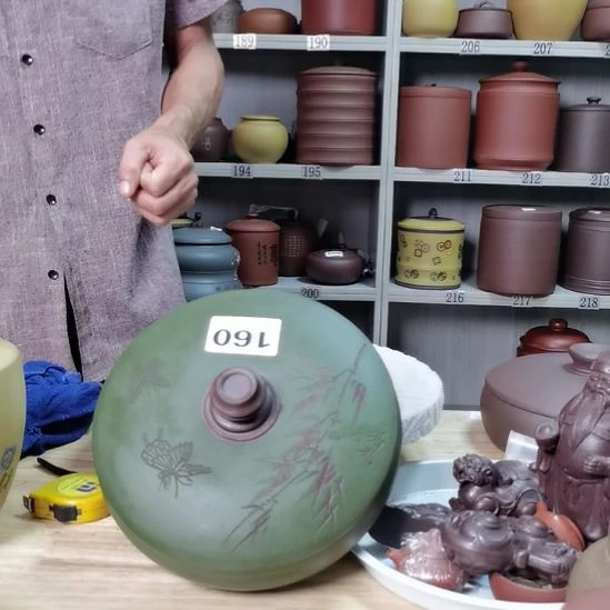 茶叶罐紫砂正品两饼装刻竹子160