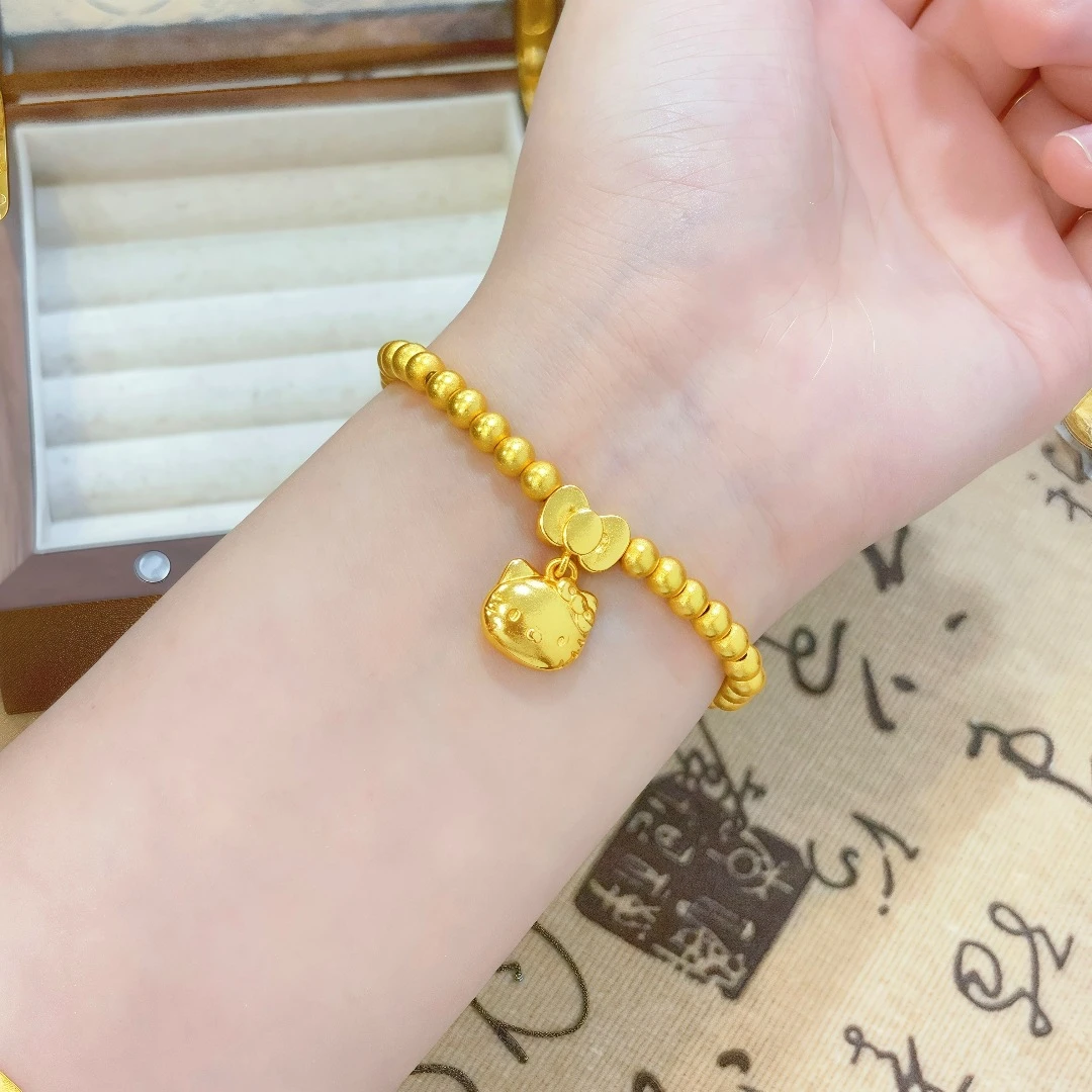 手链 高定精工经典黄色凯蒂猫圆珠手链