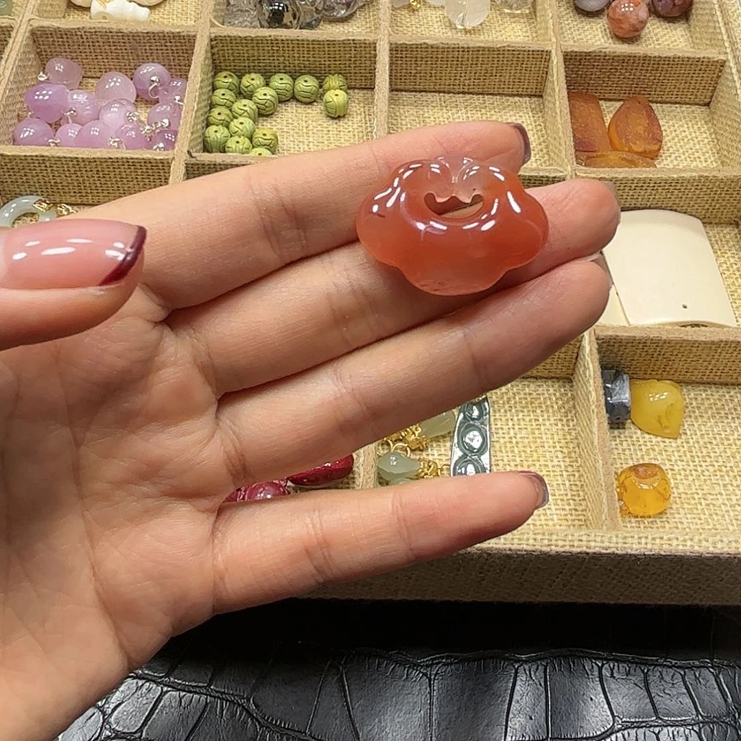 烟晶手链银S925镶嵌南红如意