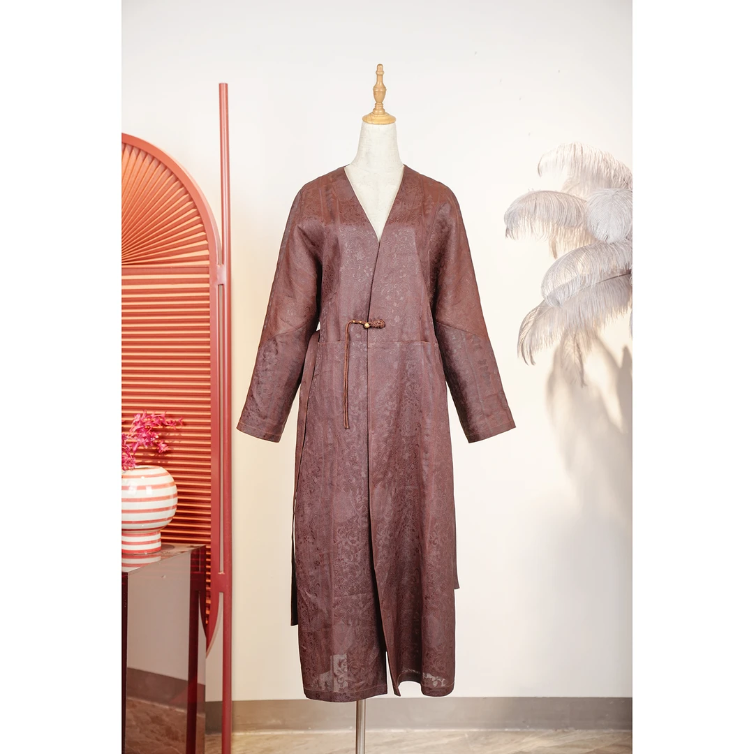 新春贺岁【万象有衣】芝兰胜韵-原创设计师款香云纱风衣-7510