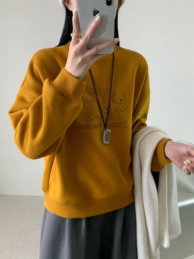 FUJIA STYLE新款气质休闲韩版简约线条小狗卫衣WY6023