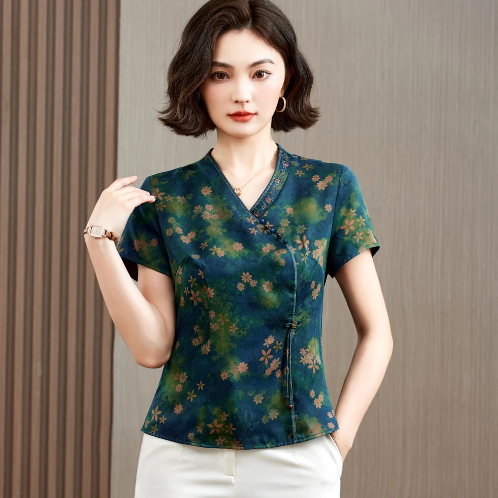 正宗花罗香云纱上衣夏季时尚国风新中式女款妈妈装2025新款爆款