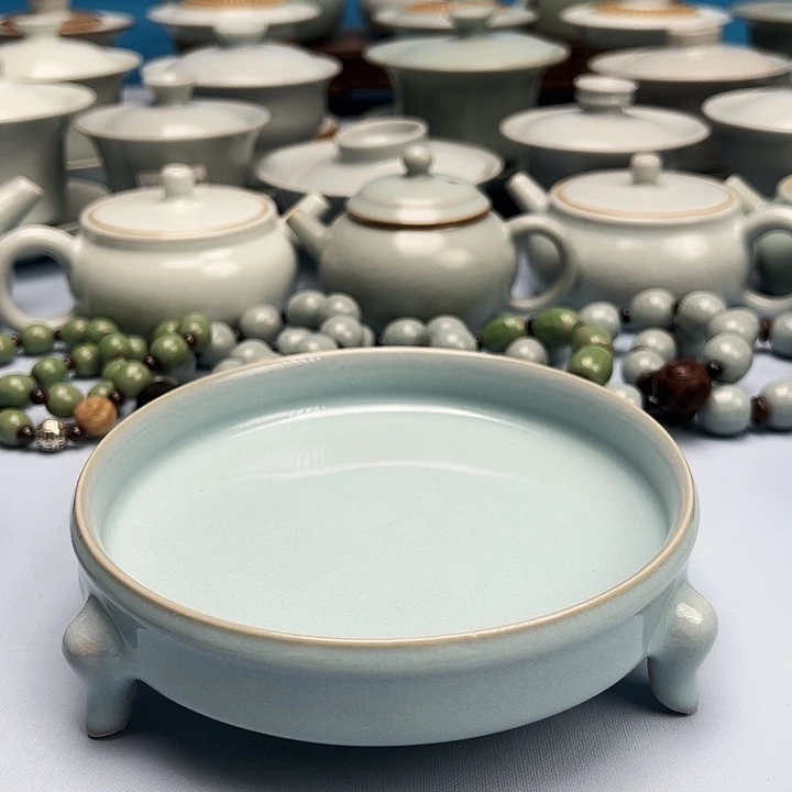 杯微微暇天青釉三足洗原矿原釉原产地