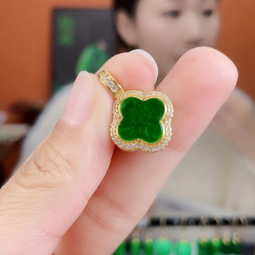 翡翠银S925镶嵌耳饰