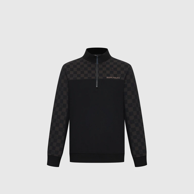 【进口功能羊毛】比音勒芬秋冬时尚高级感男士复古棋盘格老花羊毛衫