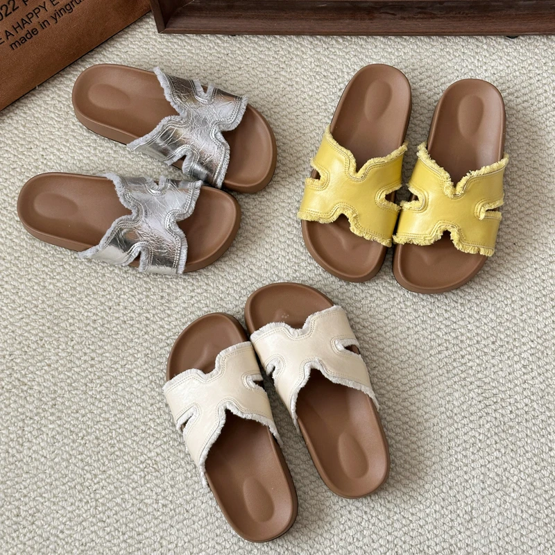 勃肯拖鞋女夏外穿2025年新款复古软底休闲一字拖凉拖鞋厚底平底