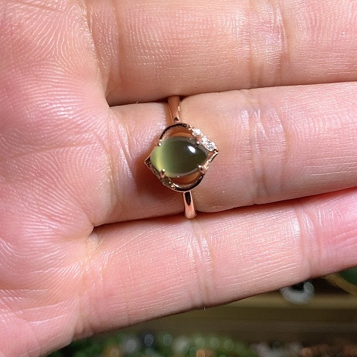 【闪购商品】银S925镶嵌戒指和田玉（碧玉）
