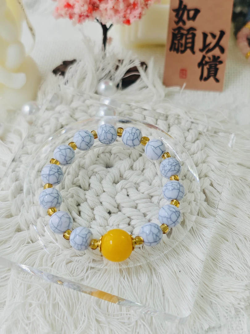 手链 【遇见】碎冰蓝海纹DIY手串女款轻奢爆款单圈清新简约SZ0010