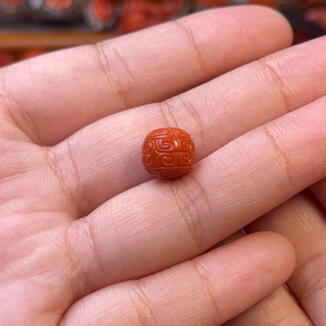 南红玛瑙天然川料瓦西回纹老型珠未镶嵌7****.