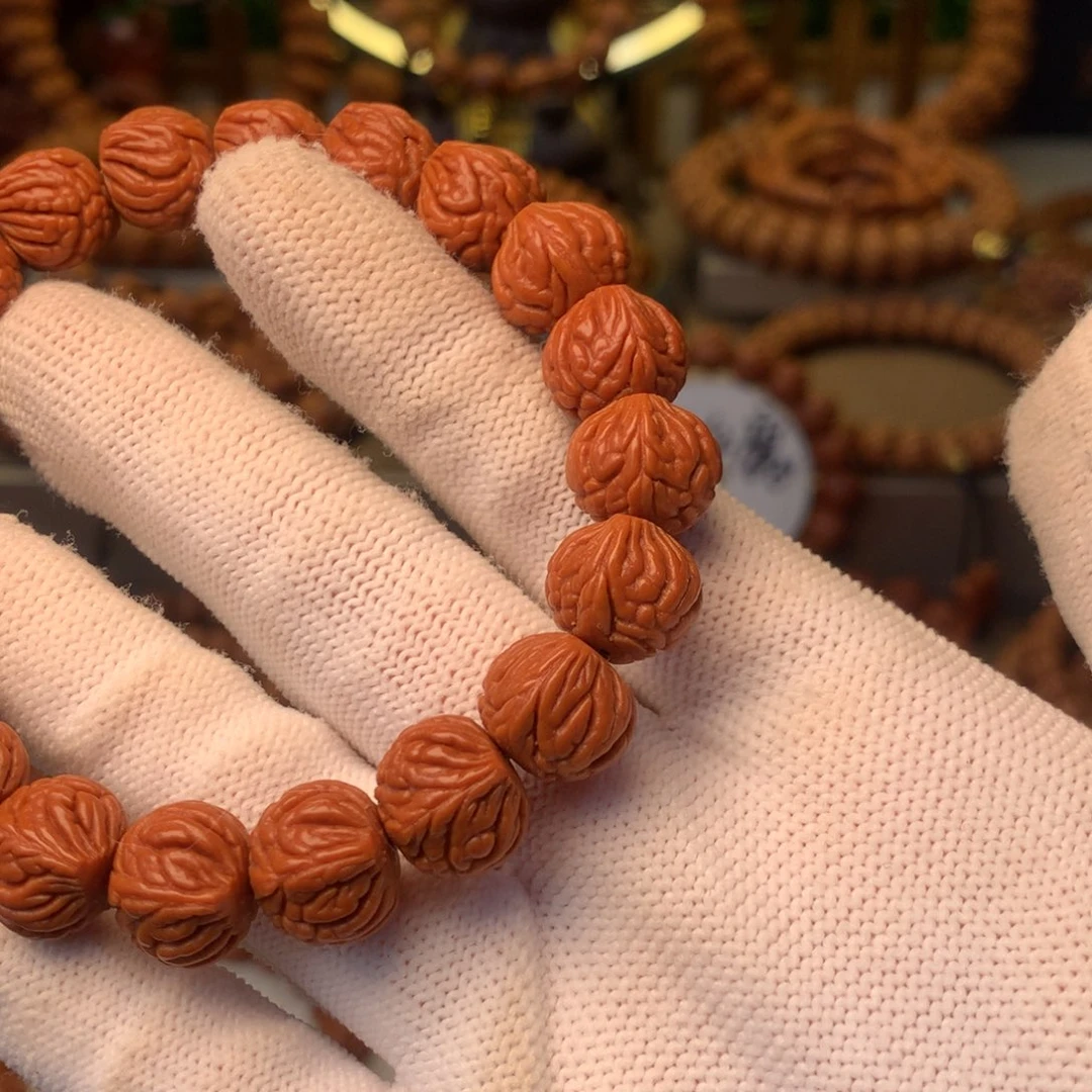 止***語手串桃核秦岭龙纹