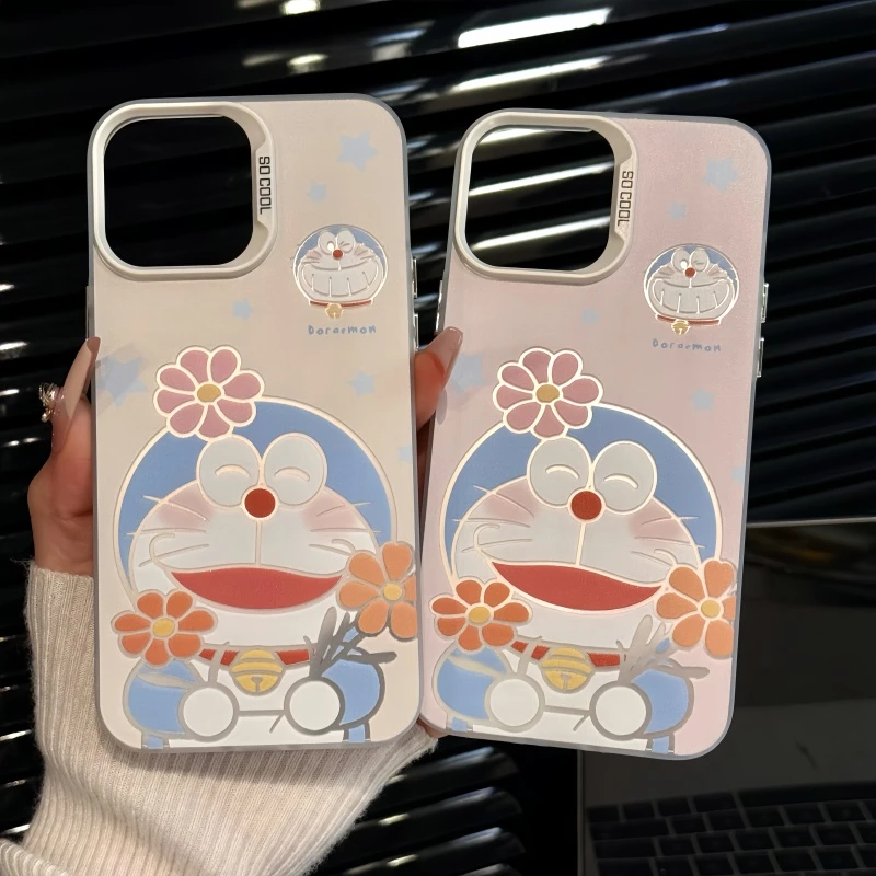适用苹果16pro创意iPhone15手机壳磨砂彩银华为p60小众花朵蓝胖子