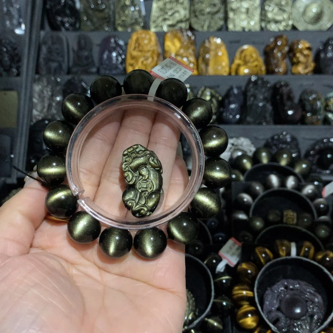 未镶嵌黑曜岩手链张*生定制