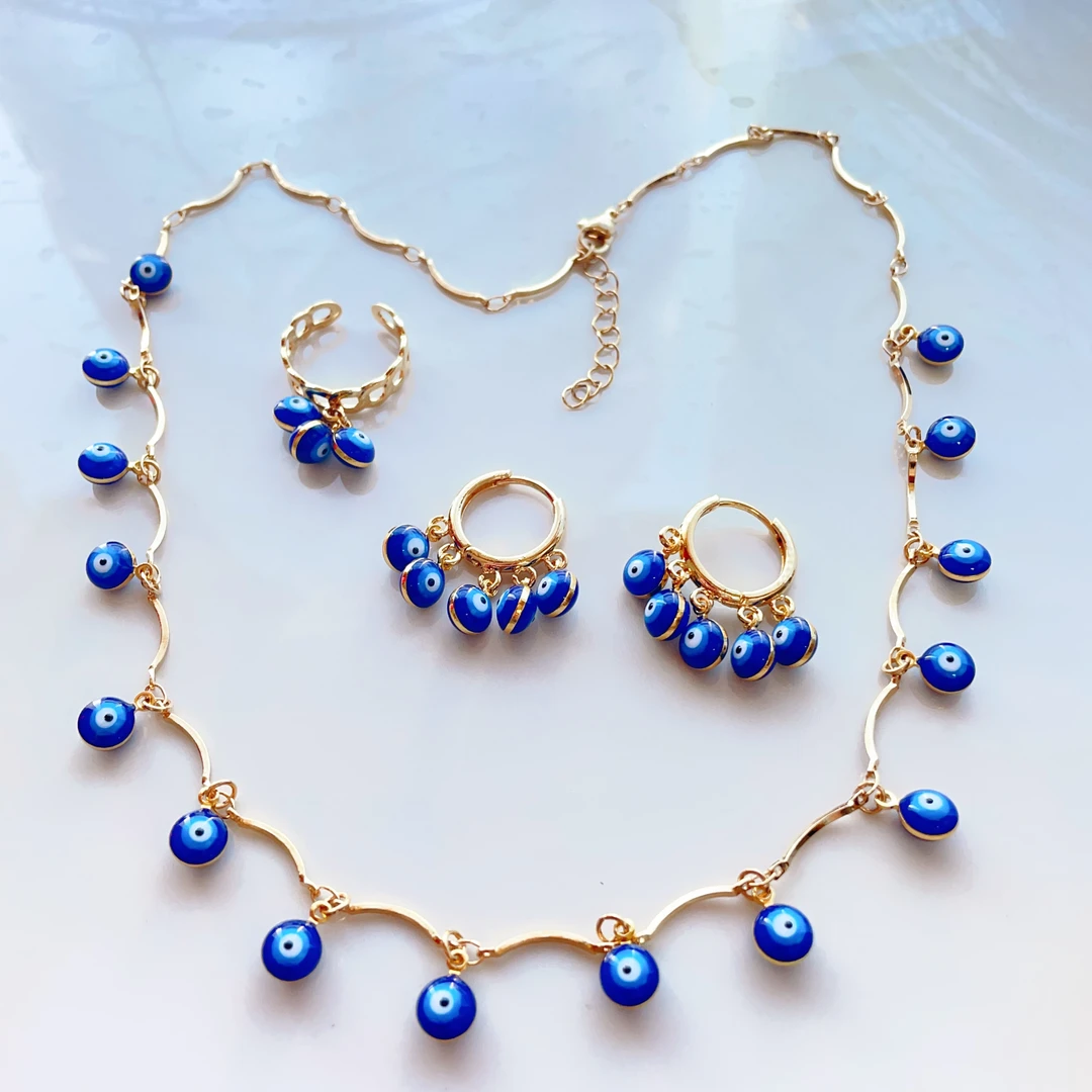 钛钢珐琅项链 Xyuer谢雨儿个性流苏眼个性款首饰套装