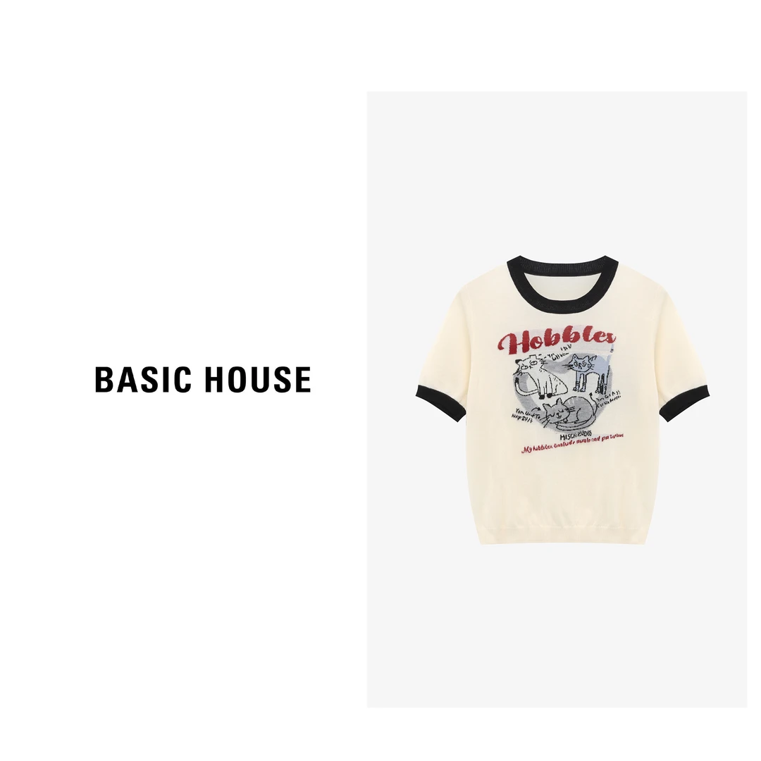 Basic House/百家好夏季新款设计时尚T恤针织衫-B0625H5S342