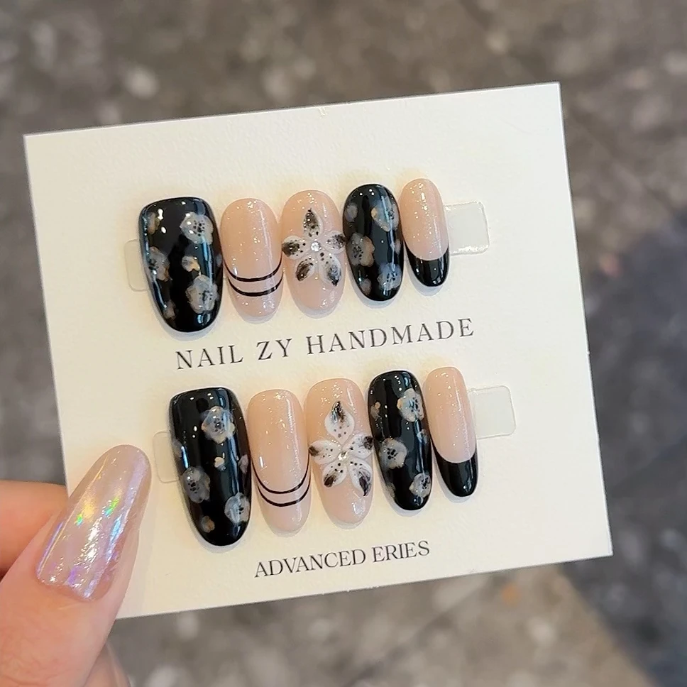 【千金归来】祝音定制手工穿戴甲手绘花朵手工雕花穿戴式美甲穿戴甲