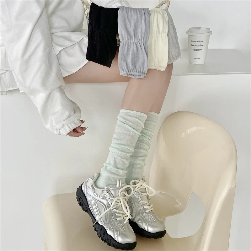 堆堆薄款夏季袜精梳棉透气甜美ins少女鞋芭蕾袜风纯色小腿袜百搭