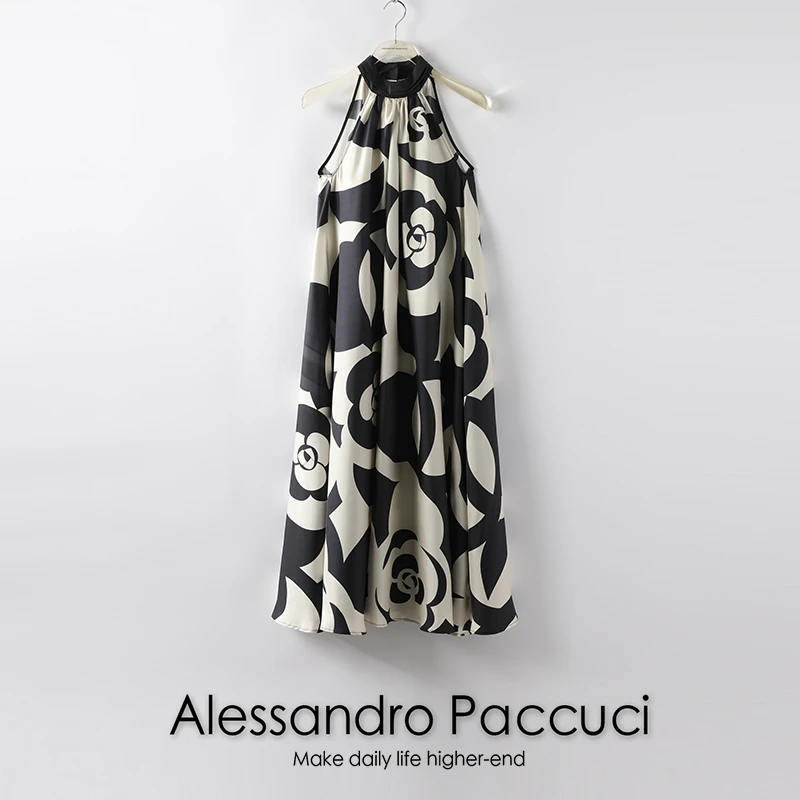 【孤品特价不退换】洛哥20436X 桑蚕丝复古花朵印花时尚气质连衣裙