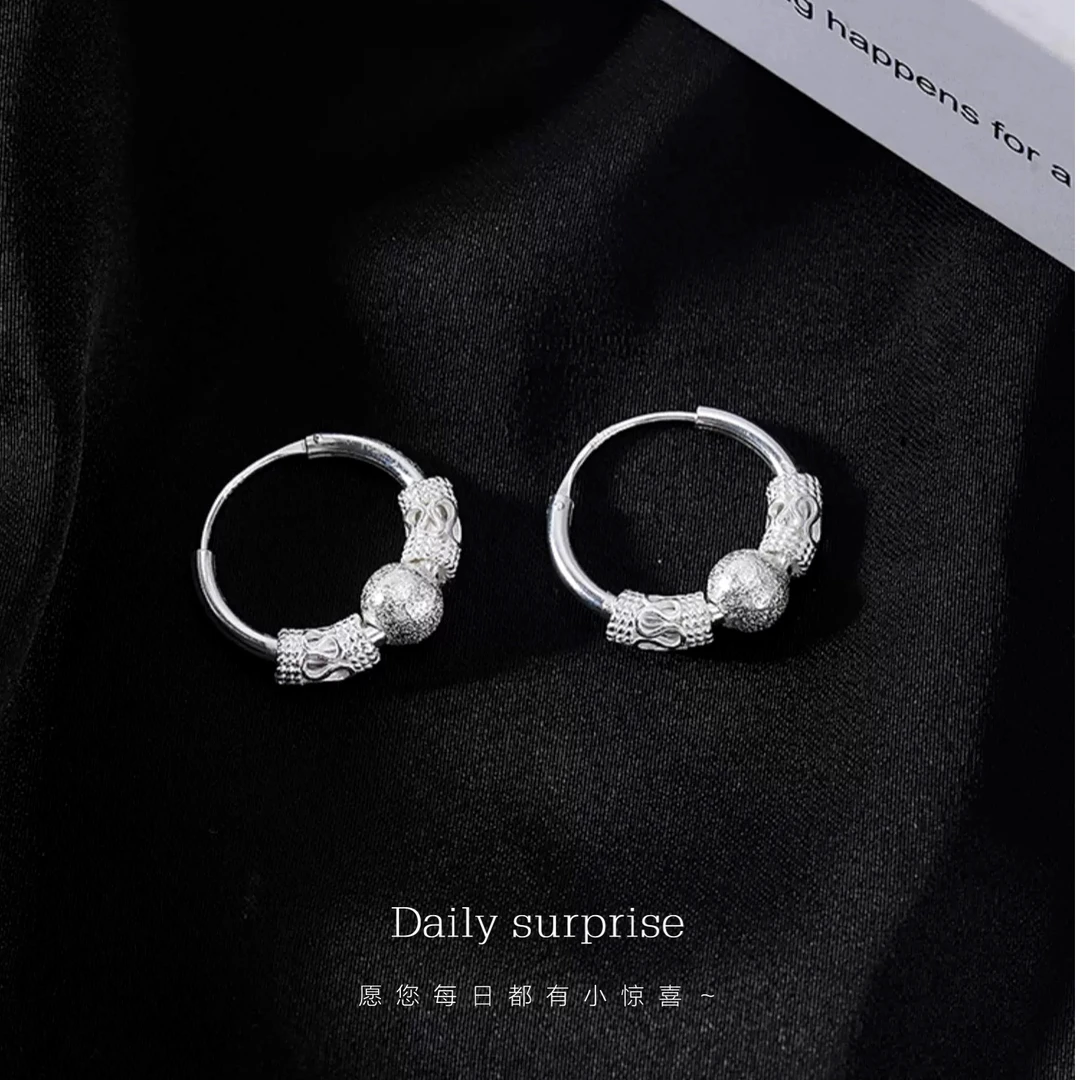Dailysurprise 足银耳饰 每日惊喜足银999转动珠珠耳扣