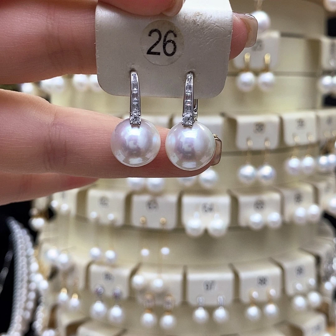 银S925镶嵌淡水珍珠耳饰