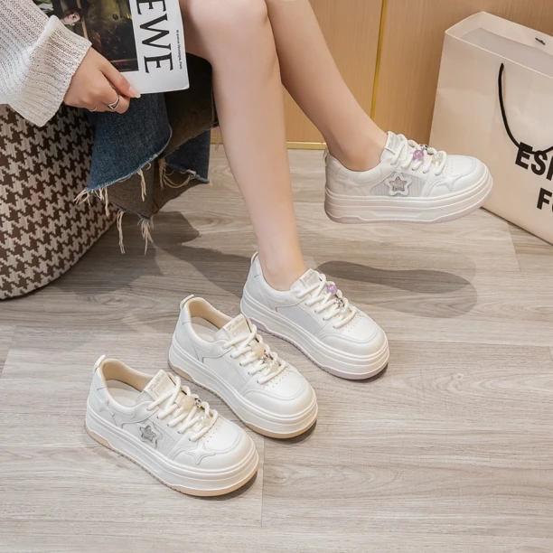 68539达思图星星小白鞋透气2025年夏季新款厚底网鞋百搭休闲鞋