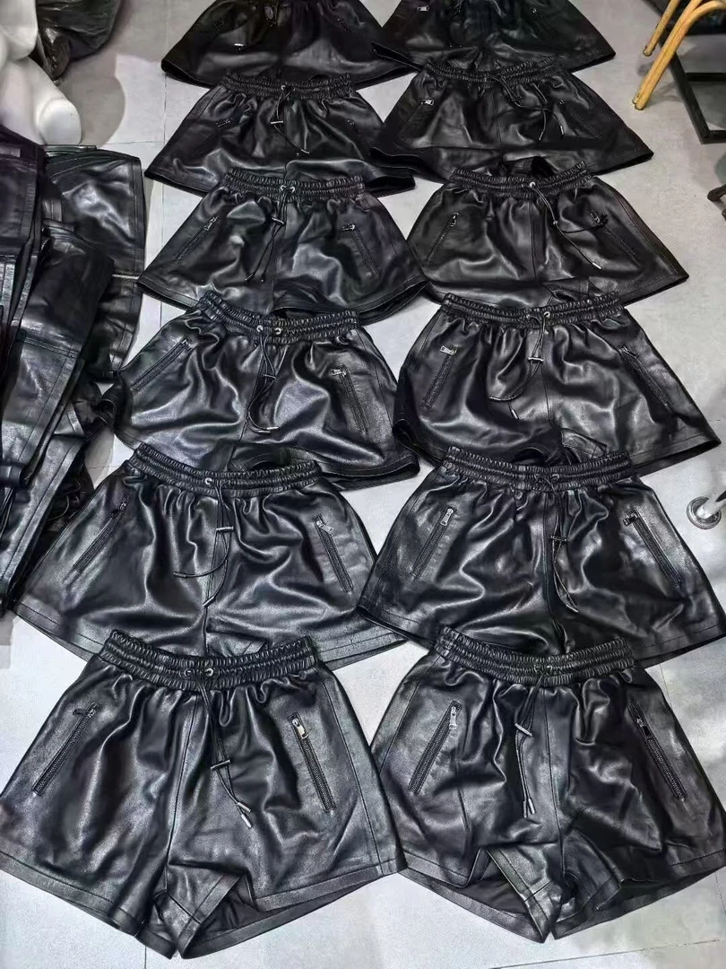 拉锁皮短裤洋气网红秋季