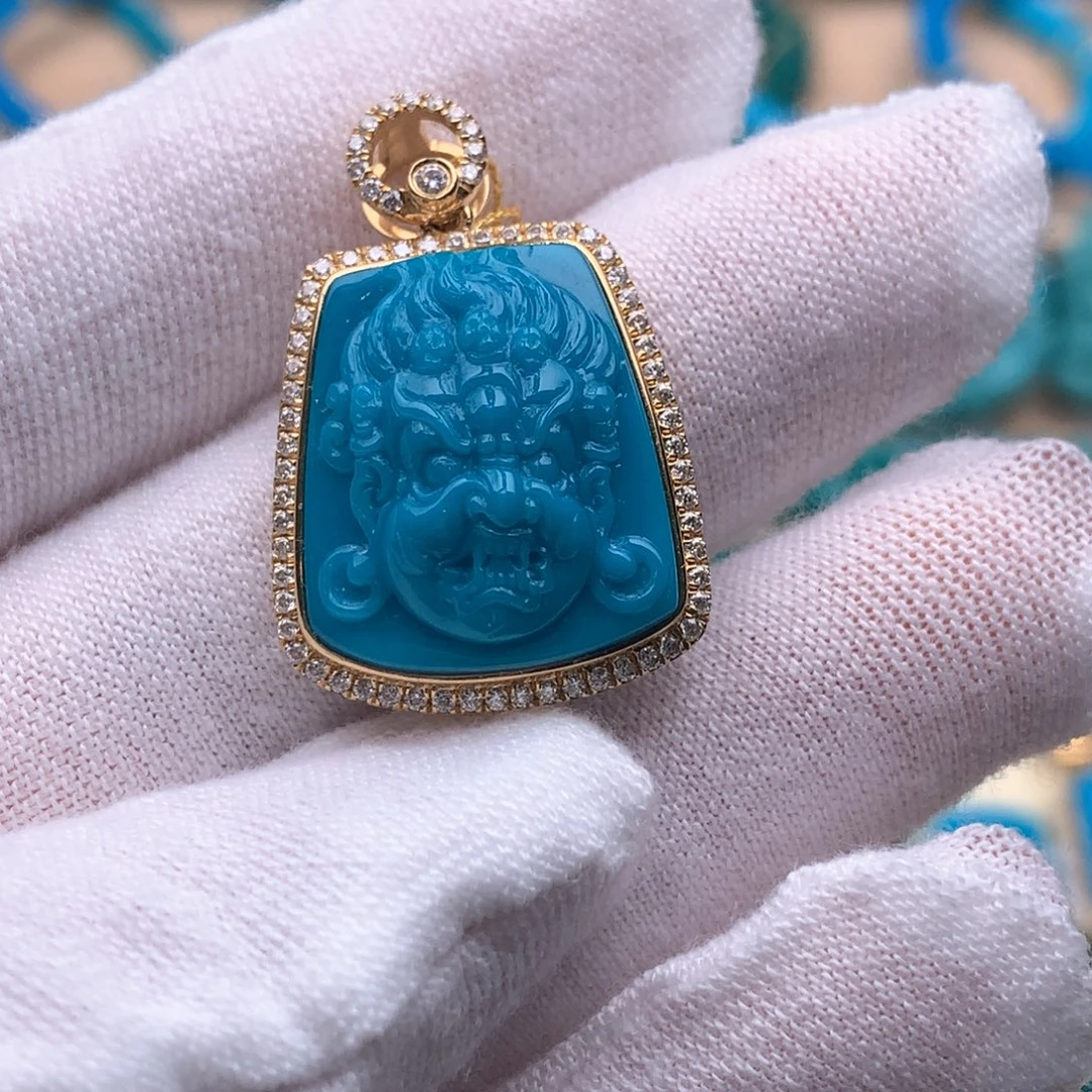 绿松石18K金镶嵌珠宝奇石