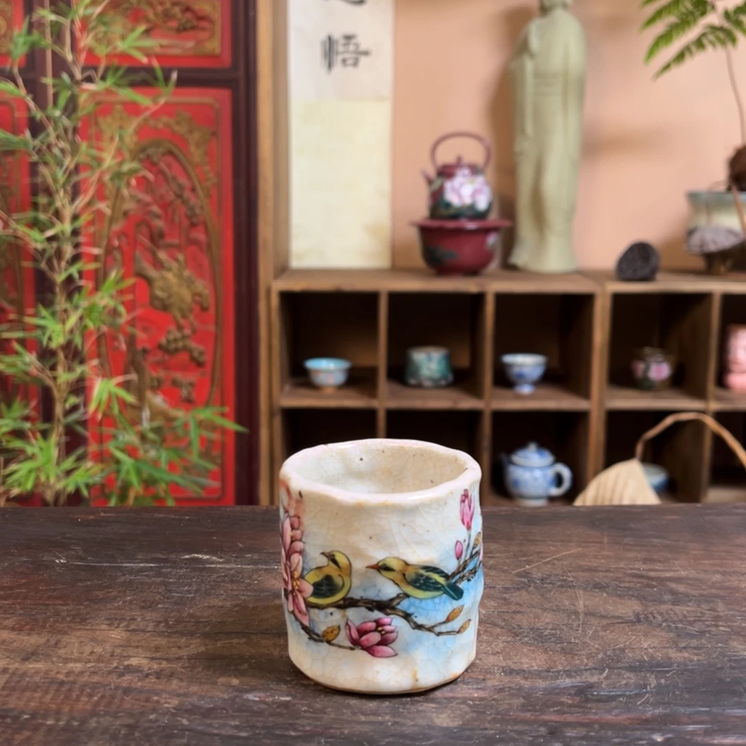 杯柴烧手工手绘陶瓷