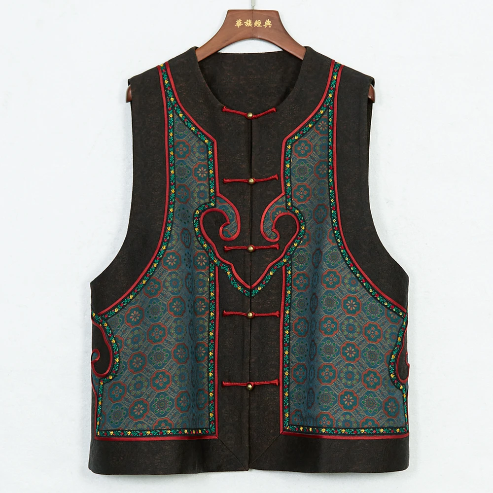 华族经典【青梧衣】宋锦香云纱重工如意马夹中式马甲