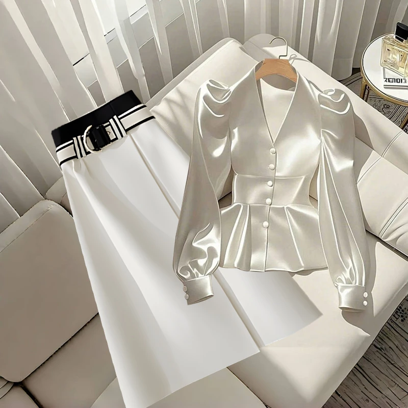 欧若风2025洋气衣服女法式chic设计感小众精致百搭衬衫轻奢半身裙