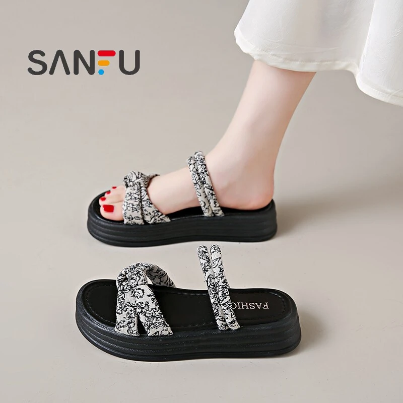 三福踩屎感中式国风两穿凉拖鞋女2025夏季新款配裙子软底外穿凉鞋