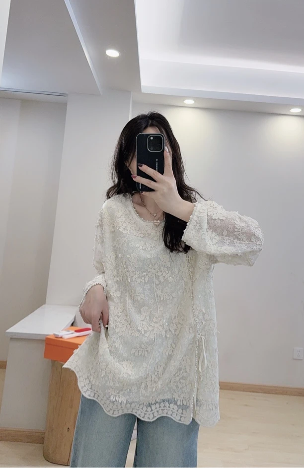 重工订珠衬衫复古轻奢国风2025春夏