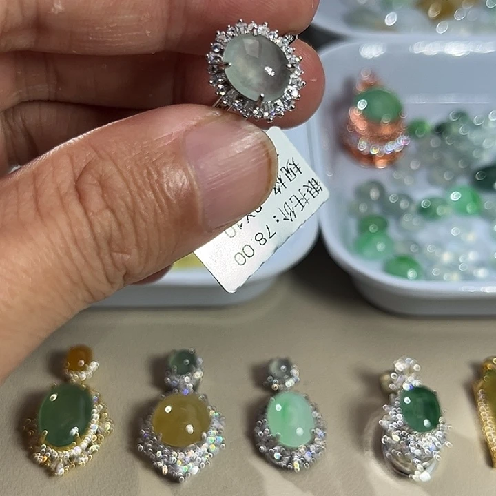 翡翠银S925镶嵌戒指