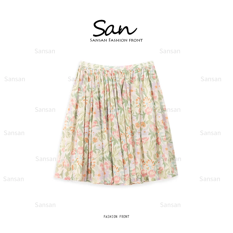 【SANSAN】轻奢极简小花裙百搭休闲时尚高腰短裙DY-90415