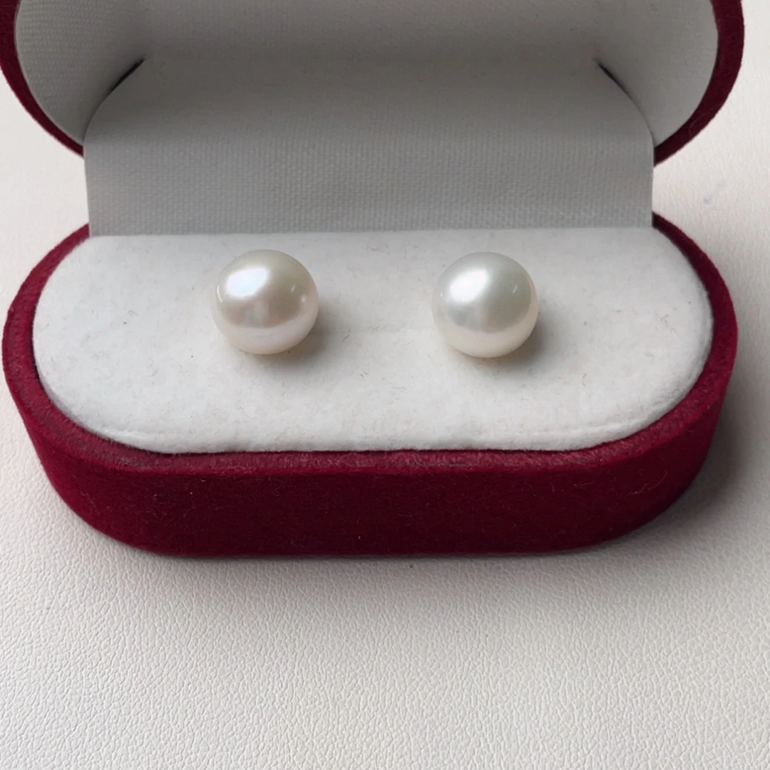 L***g银S925镶嵌耳饰淡水珍珠10mm