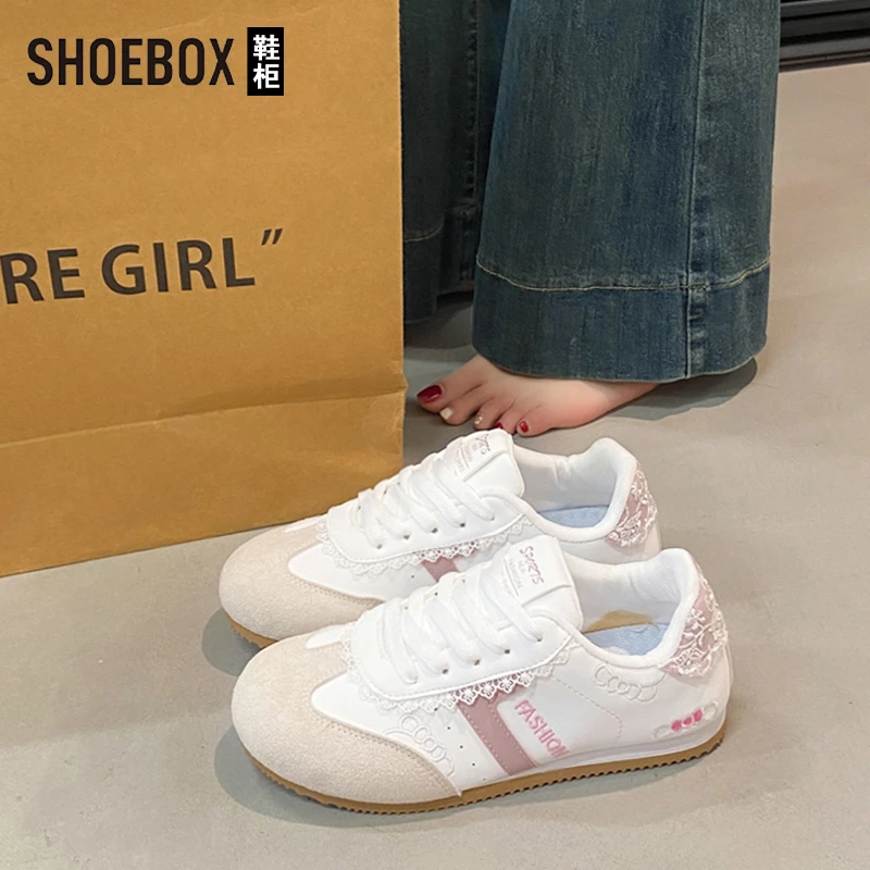 SHOEBOX鞋柜德训鞋女2025秋季新款百搭轻便软底板鞋休闲阿甘鞋