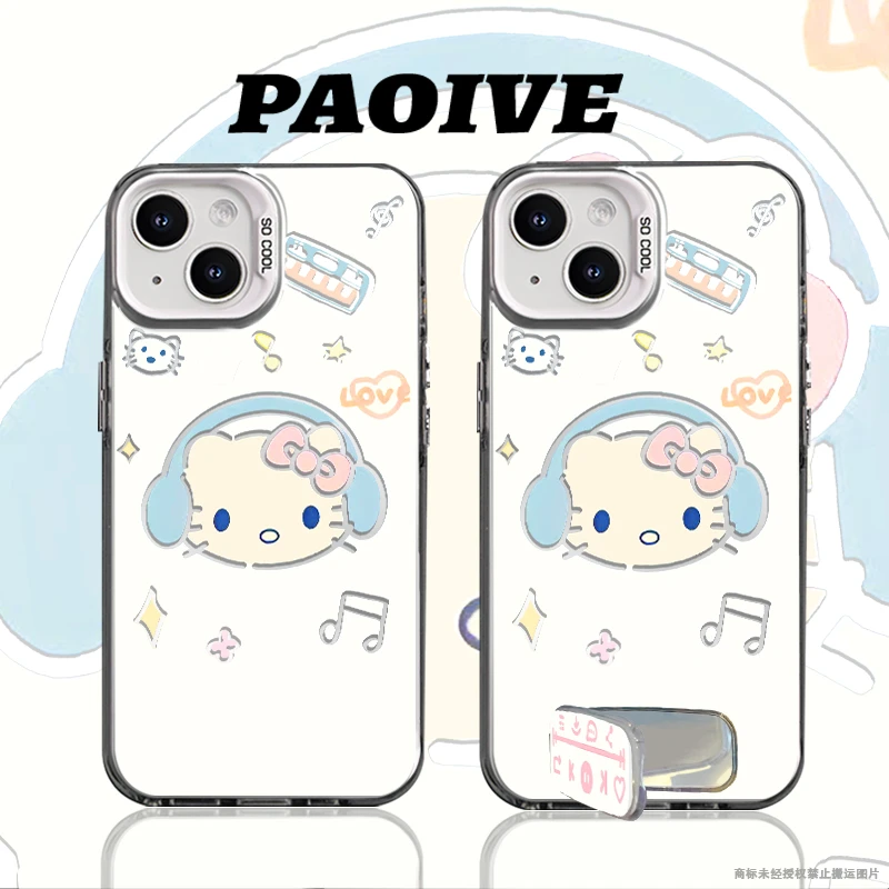 适用苹果华为vivo一加iPhone14小米三星HelloKitty防摔彩银手机壳