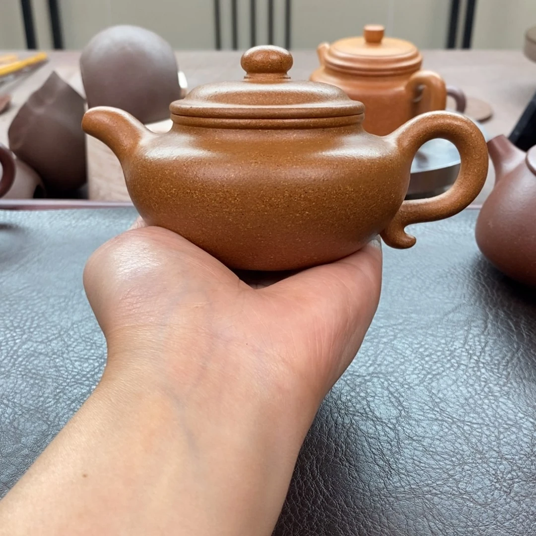 茶壶紫砂老宕口黄金段仿古220cc全手