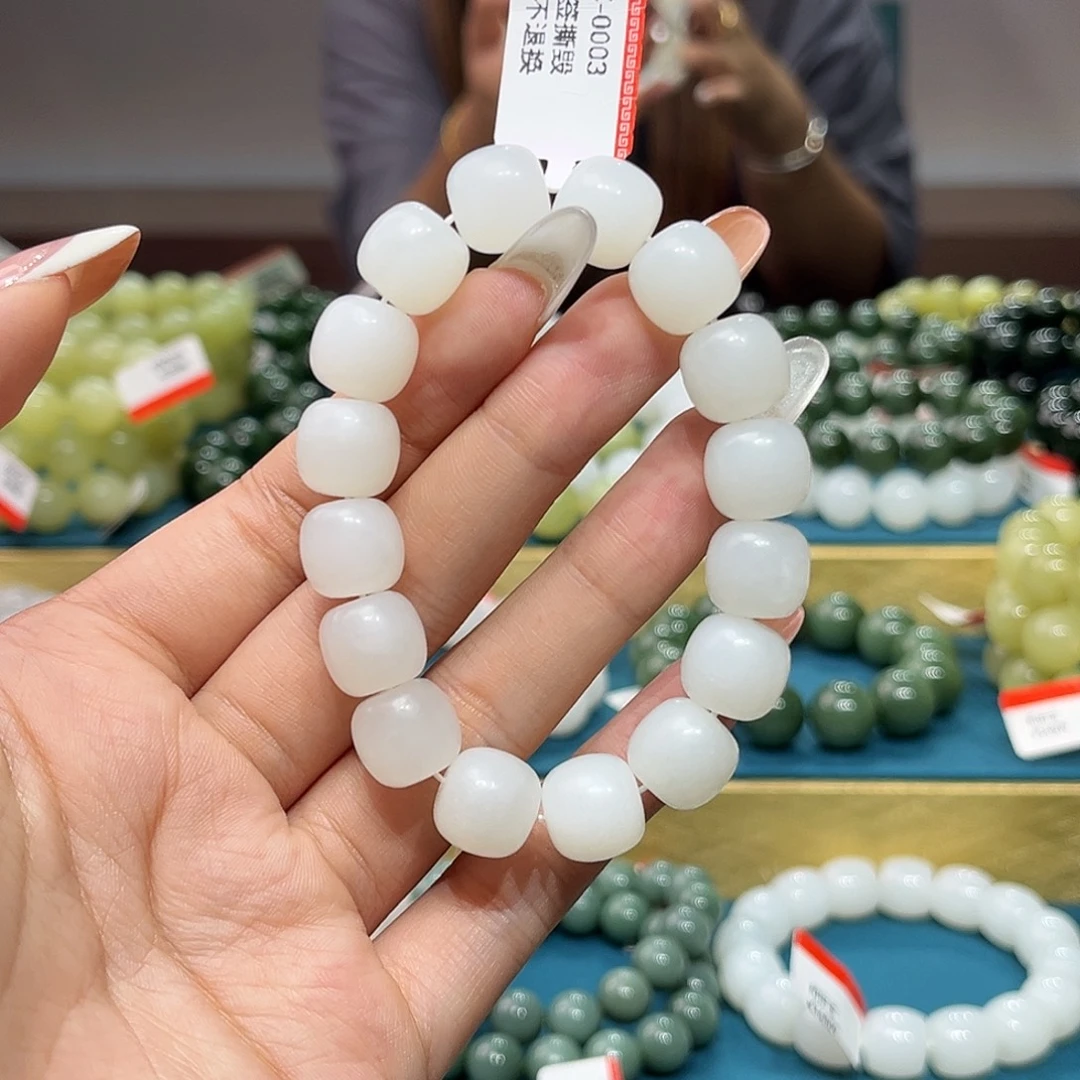 和田玉未镶嵌手链纯天然和田玉新疆且末金山白12