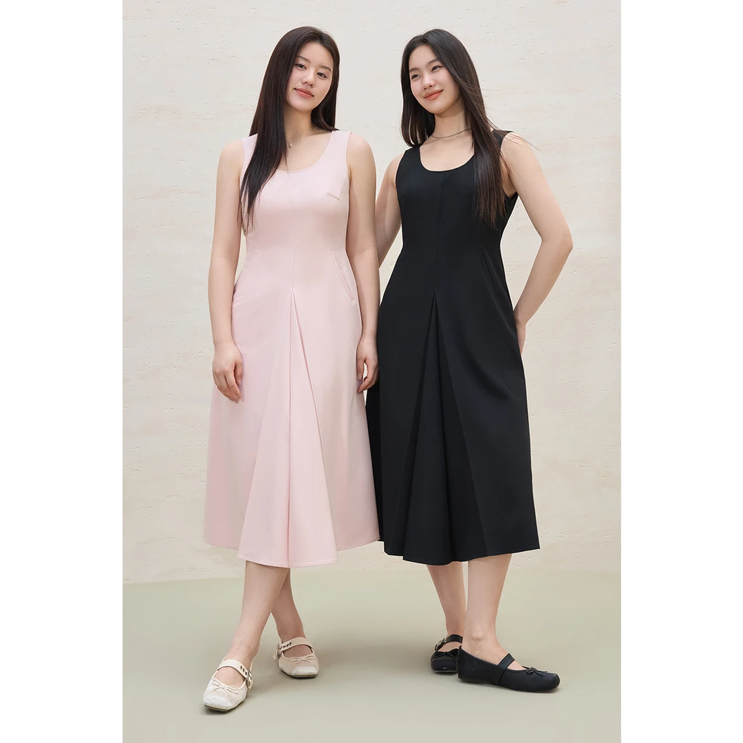 大码女装简约优雅背心式连衣裙款无袖中长款气质裙子25DS82064