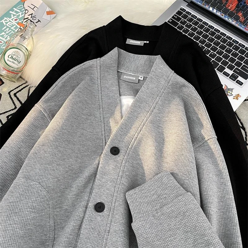 【TQUX港奢男装】品质华夫格外套男美式覆古宽松百搭情侣休闲 开