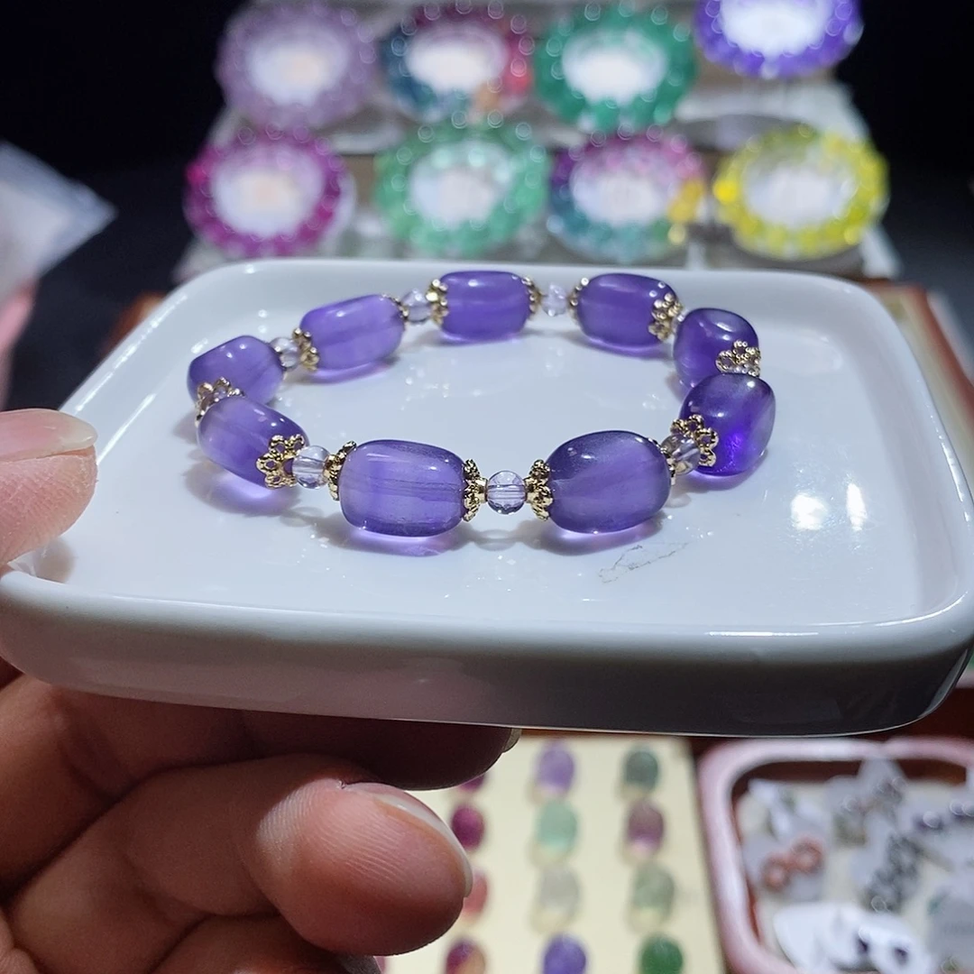 萤石手链未镶嵌紫罗兰糖豆9加