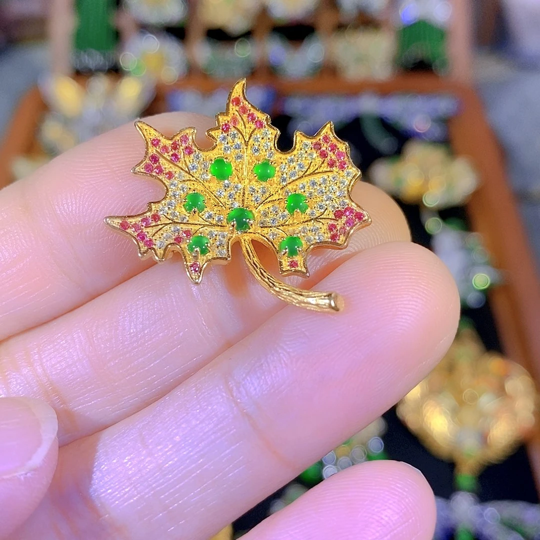 吊坠(不含链)银S925镶嵌翡翠